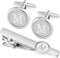 Silver Initial Cufflinks and Tie Clip Set for Men Stainless Steel Personalized Tuxedo Shirt Cuff Links Letter Alphabet A-Z Gift for Father Husband...