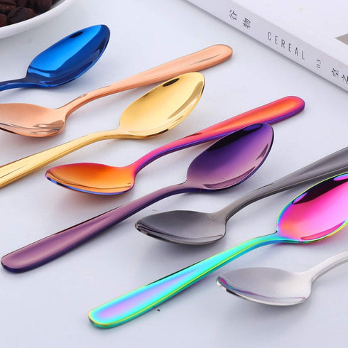 8 Pieces 18/10 Dessert Spoons Teaspoons Small Coffee Spoons Espresso Spoons, 5.5 Inch (multicolor)...