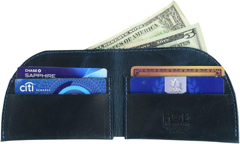 Hide & Drink, Leather Front Pocket Bifold Wallet, Holds Up to 4 Cards Plus Flat Bills, Cash Organizer, Accessories, Handmade Includes 101 Year War...