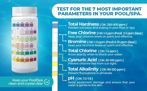 6-in-1 Pool & Spa Test Strips - Ideal for Pools, Hot Tubs and Spas - Easy to Read - 50 Pack...