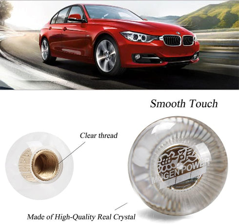 Crystal Gear Shift Knob Round Crystal Ball Shifter with Special Logo Design Universal Type Fit for Manual Car with 3 Adapters Universal Manual Kno...