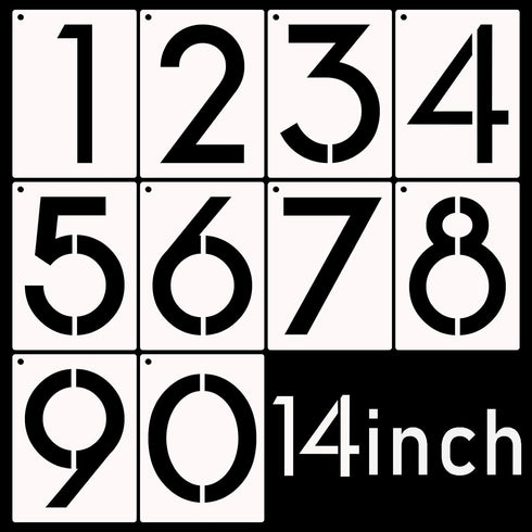 DXCYZ 14 Inch Large Number Stencils Kit 0-9 Address Number Stencil, 10PCS Reusable Plastic Painting Number Templates for Mailbox Signs, Door, Cars...