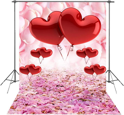 Valentine's Day Love Heart Photography Backdrops 5x7ft Pink Rose Flowers Wedding Photo Background for Pictures Newborn Bridal Shower Birthday Part...