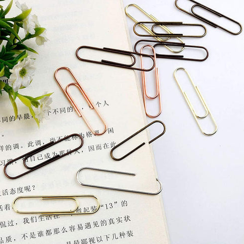 Rurili 50 Pieces 50 mm Metal Paper Clips for Office School and Personal Use (Bronze)...