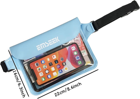Waterproof Waist Pouch Dry Belt Bag Fanny Pack Keep Your Key Fob Wallet Kindle Phone Dry Perfect For Swim Surf Snorkel(Blue)...