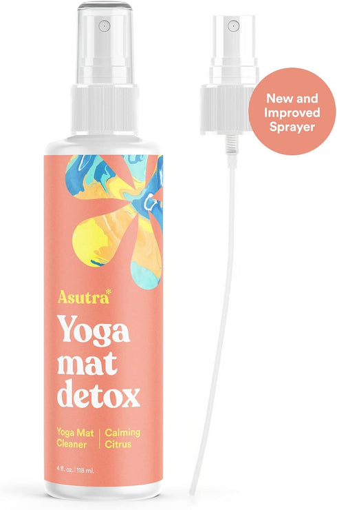 ASUTRA Yoga Mat Cleaner Spray (Calming Citrus), 4 fl oz - No Slippery Residue, Organic Essential Oils, Deep-Cleansing for Fitness Gear & Gym Equip...
