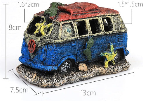 NF Aquarium Decoration Resin Imitation Car Wreck,Fish Tank Supplies Accessories Ornament Hideouts Stone Air Bubble Stone Oxygen Pump...