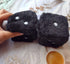 Retro Dots Fuzzy Dice Car Mirror Hanging with Suction, Cubic Square Plush Dice Auto Rearview Mirror Dice for Car Ornament Decoration (Black, 1 Pai...