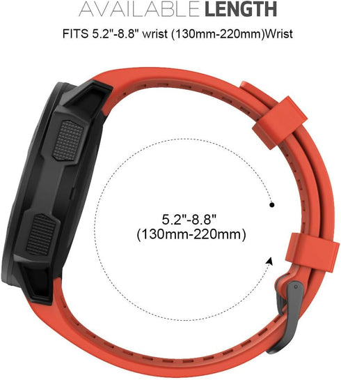 NotoCity for Garmin Instinct Band, Soft Silicone Replacement Watch Strap Compatible with Garmin Instinct 2/ Solar/Tactical(Flame Red)...