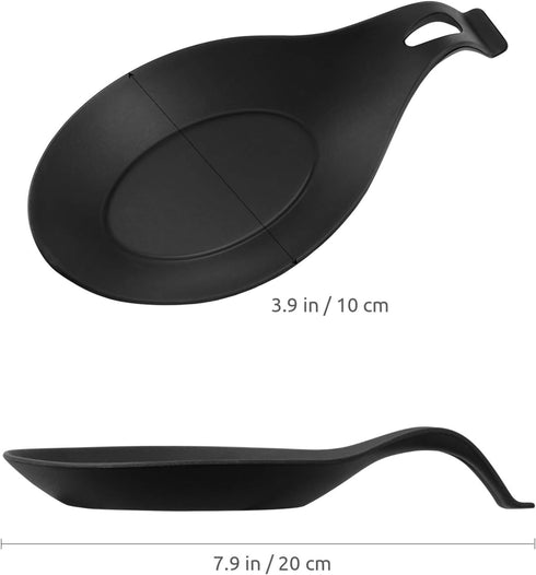 DOITOOL 2PCS Black Silicone Spoon Rests for Kitchen Counter Stove Top, Silicone Spoon Holder for Stove Top Countertop Spatula Ladle Spoon Utensil ...