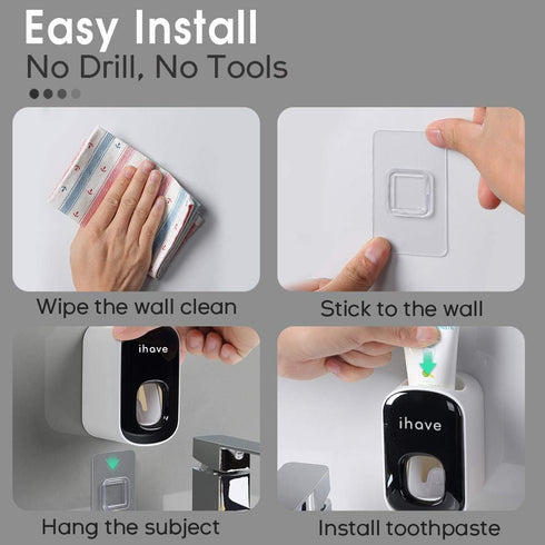 iHave Automatic Toothpaste Dispenser - Smart Bathroom Accessories with Dual-Position Technology and Sturdy Adhesive Strip, Stylish Bathroom Decor ...