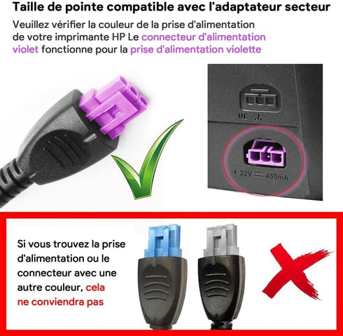 TAIFU 22V Printer Adapter Power Cord for HP Deskjet 1010 1012 1510 1518 0957-2385 0957-2403 HP Deskjet 1512 1513 1514 1315 2515 2548 2540 2542 254...
