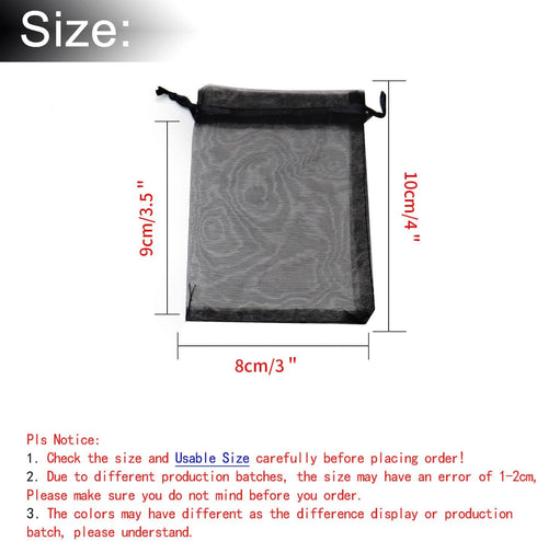 50Pcs Black Organza Bags 3x4 inch, Small Jewelry Bag Drawstring Mesh Gift Bags Wedding Party Favor Halloween Candy Pouches...
