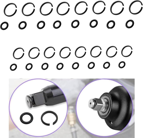 (8+8 Sets 1/2” & 3/8" Impact Retaining Ring Clip Friction Ring Hog Ring with O-Ring for Milwaukee Electric Pneumatic Type Impact Wrench...
