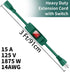 Outdoor Extension Cord with Switch On/Off Waterproof Switch 3 Prong Extension Cord with Inline Cord Switch, Heavy Duty Extension Cord 125v/250v Bl...