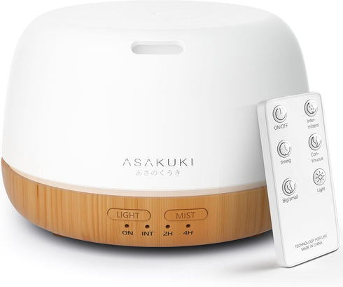 ASAKUKI Essential Oil Diffuser, Ultrasonic Aromatherapy Oil Humidifier with 7 Colors Lights 2 Mist Mode for Home...