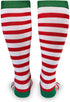 Gone For a Run Knee High Half Cushioned Athletic Running Sock | Running Christmas Elf (Red and White Stripes/Green) one size fits all...