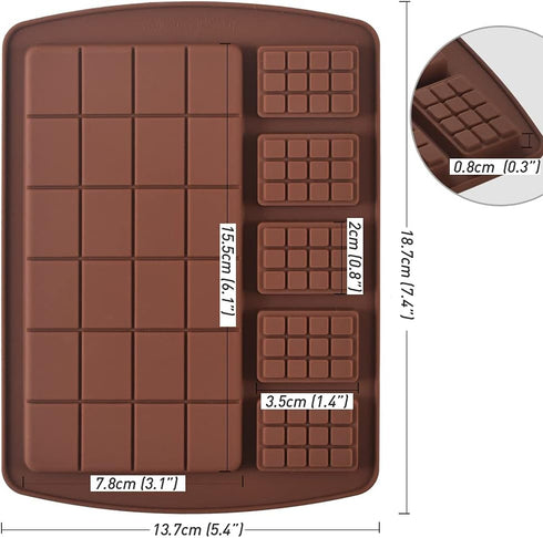 Newk Silicone Break Apart Chocolate Molds, Candy and Energy Bar Silicone Molds, Pack of 6...