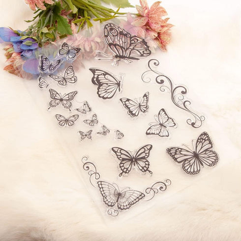 Butterflies Clear Stamps for Card Making Transparent Silicone Stamp DIY Scrapbooking Supplies Embossing Paper Card Album...