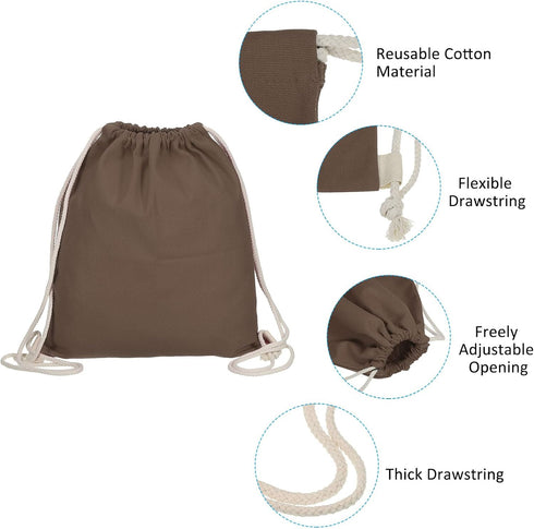 PATIKIL Cotton Drawstring Bags, Cotton Drawstring Backpack Foldable Sports Gym Bags for Women Men Gym Sports Trip, Brown...