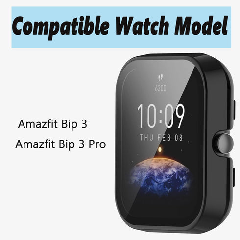 Hard PC Case Compatible with Amazfit Bip 3 Pro Screen Protector, Cover with Tempered Glass Screen Protector Fit for Amazfit Bip 3/Bip 3 Pro Watch ...