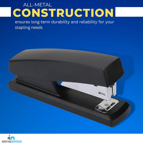 1InTheOffice Half Strip Stapler, Heavy Duty Desk Stapler, Office Stapler, Black, 20 Sheets Capacity, 3 Pack...