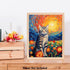 Bestbuddy Pet 8X10 Unframed Starry Night Van Gogh Inspired Cute Sitting American Shorthair Cat House Pet Friend Family Animal Clinic Oil Painting ...