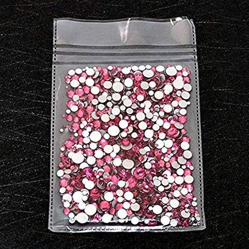AD Beads 1440 Pieces Mixed Size Glue on Quality Glass Flatback Rhinestones Round Crystal Gems (24 Rose)...