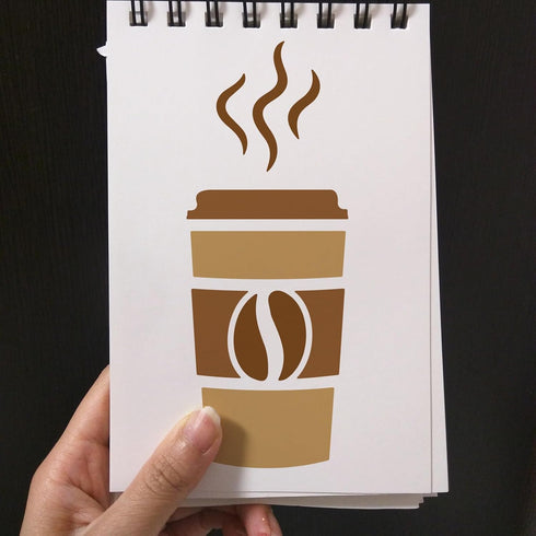 FINGERINSPIRE Hot Drinks Stencil for Painting 11.8x11.8inch Reusable Cups Mugs Stencil Large Coffee Tea Drawing Template Daily Theme Stencil for P...