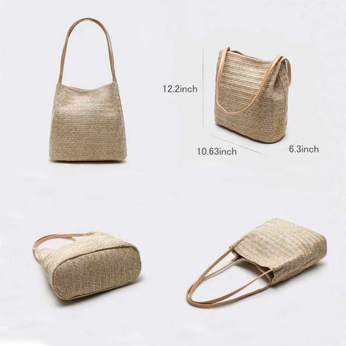 Straw Beach Bag Buckets Totes Handbag Shoulder Bag Tote Bag Women Summer Handbag...