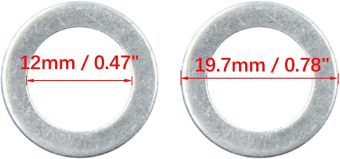 X AUTOHAUX 50pcs Engine Oil Crush Washers Drain Plug Gaskets 12mm ID. 19.7mm OD. for Car...