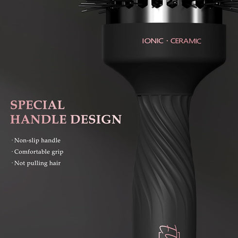 2 in 1 Ceramic Round Brush for Blow Drying,Great for Cut Drying Time,for Hair Styling, Anti-static Brush, Enhance Texture Volume, for Women & Men....