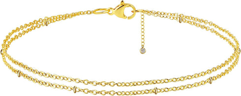 Tasiso Dainty Gold Bracelets for Women Cute Tiny Sideways Cross Bracelets Layered Pearls Herringbone Chain Toggle Clasp Bracelet Minimalist Handma...