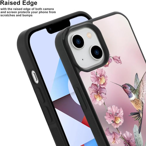 OOK Designed for iPhone 15 Case Built in Screen Protector Cute Blue Floral Flower Design for Women Girls Hard PC Back Anti Slip Shockproof Protect...