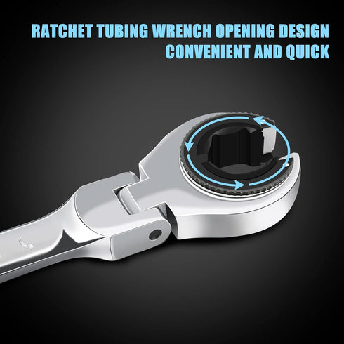 1PCS 18mm Open Flex-Head Ratcheting Wrench, Metric Ratcheting Spanner with 74 Teeth, Chrome Vanadium Steel Tubing Ratchet Spanner...