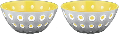 Guzzini Le Murrine 4.7" Bowl (Set of 2) - Grey & Yellow - 3 Color Technology, Chip Resistant & Unbreakable, Reusable, BPA-Free, Cereal, Soup, Frui...