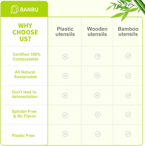 Bamboo Utensils Disposable -100PK Bamboo Soup Spoons 6.7" Disposable Compostable Spoons for Eating 100% Biodegradable Renewable Natural Travel Cut...