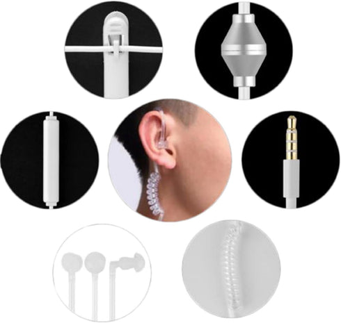 Universal 3.5mm Jack Acoustic Hollow Air Tube Anti-Radiation Earphone Earpiece with on Off Answer Switch Compatible with iPhone Samsung LG Moto Le...
