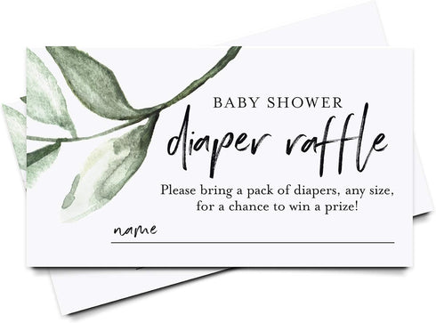 Bliss Collections Diaper Raffle Tickets for Baby Shower, Rustic Greenery, Invitation Card Inserts for Fun Baby Shower Game with a Chance to Win, 2...