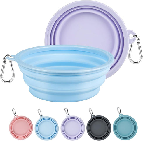 Kytely Collapsible Dog Bowls Medium (650ml), 2 Pack Travel Dog Bowls for Dog Cat, Portable Dog Water Food Bowl with Clasp, Pet Cat Feeding Cup Dis...