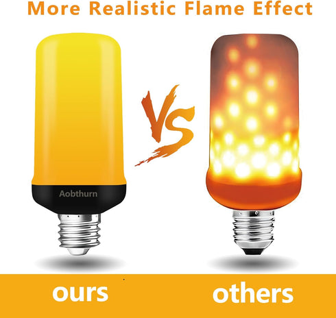 Flame Light Bulbs, 4 Modes LED Flame Effect Light Bulb, E26 Base Flickering Light Bulb with Gravity Sensor,Flickering Light Bulbs Halloween Home P...