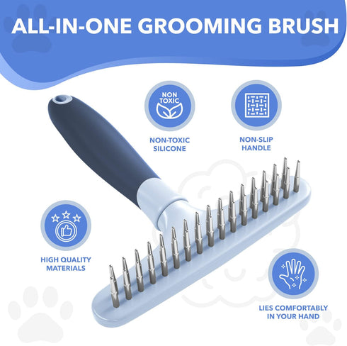 Dog rake deshedding dematting Brush Comb - Undercoat rake for Dogs, Cats, matted, Short,Long Hair Coats - Brush for Shedding, Double Row Stainless...