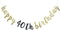 Happy 40th Birthday Banner for 40th Birthday Party Pre-Strung Decorations (Gold & Black Glitter)...