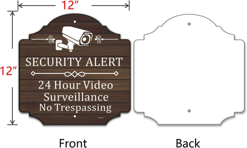 2 Pack Security Alert 24 Hour Video Surveillance Signs No Trespassing Signs 12 x 12 Inches CCTV Camera Warning Safety Signs Metal Reflective Sturd...
