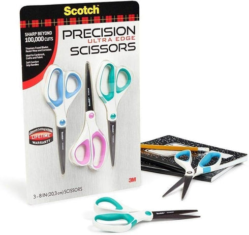 Scotch 8-Inch Precision Ultra Edge Scissors, 3-Pack (1458-3)...