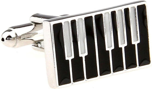 Piano Keys Inverted Black White Pair Cufflinks in a Presentation Gift Box & Polishing Cloth...