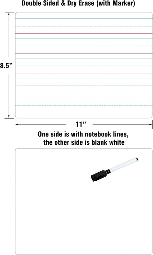 Dry Erase Lined Whiteboard for Kids, White board with Lines for Writing, Handwriting Practice Board for School and Homeschool Supplies...