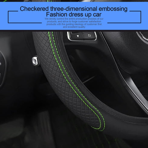 LoyaForba Leather Car Steering Wheel Cover, Elastic Breathable Anti-Slip Steering Wheel Protector, Car Interior Accessories for Men Women, Univers...