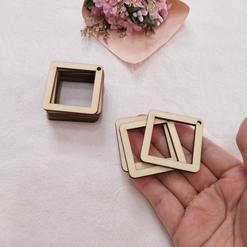 30PCS DIY Unfinished Wood Squared Diamond Hoop Earring Findings,Wood Findings for Earring Making,Diamond Earring Hoops for Macrame (2")...