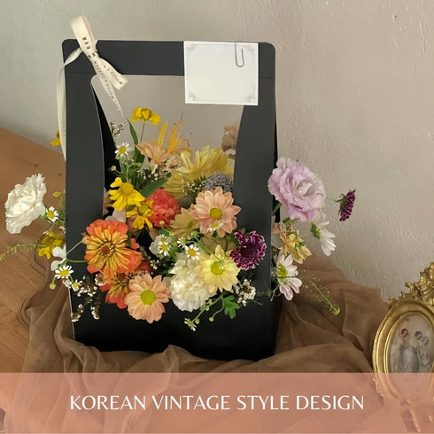 BBJ Craft Paper Gift Bags for Flower Bouquet Florist Bouquet Packaging Bag with Handle, 5 Pcs (Gray)...